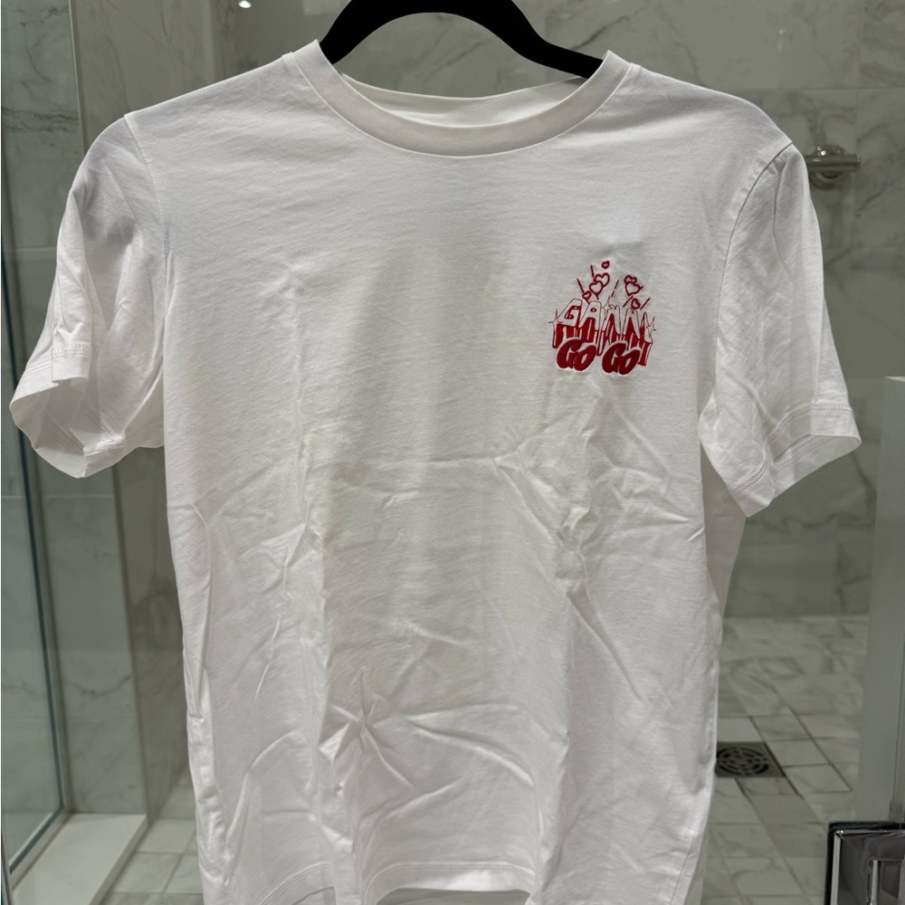 Ganni White Tee with Red Graphic